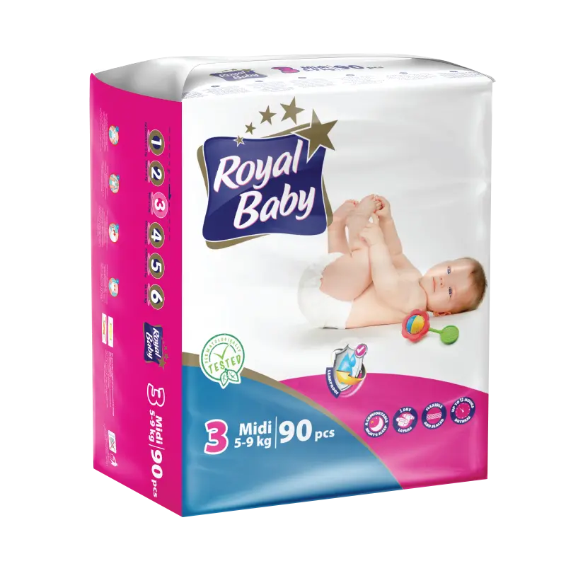 ROYAL BABY Diaper No. 3 Mega Pack (90 Diapers)