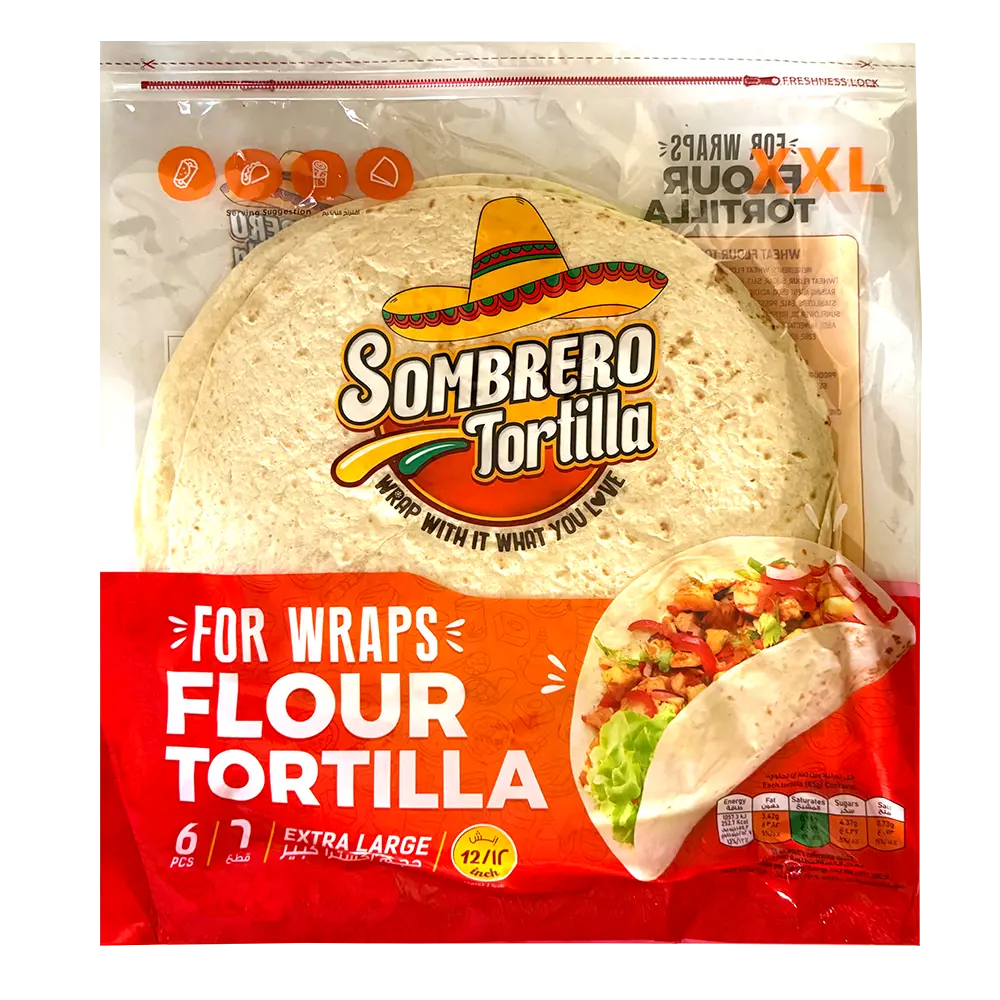 SOMBRERO Wheat Flour Tortillas (X-Large) - 8 Wraps