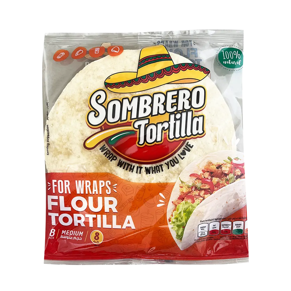 SOMBRERO Wheat Flour Tortillas (Medium) - 8 Wraps