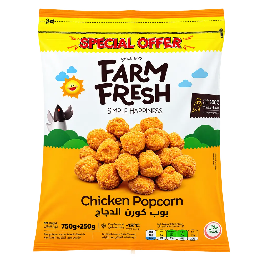 FARM FRESH Chicken Popcorn- 750g + 250g FREEg