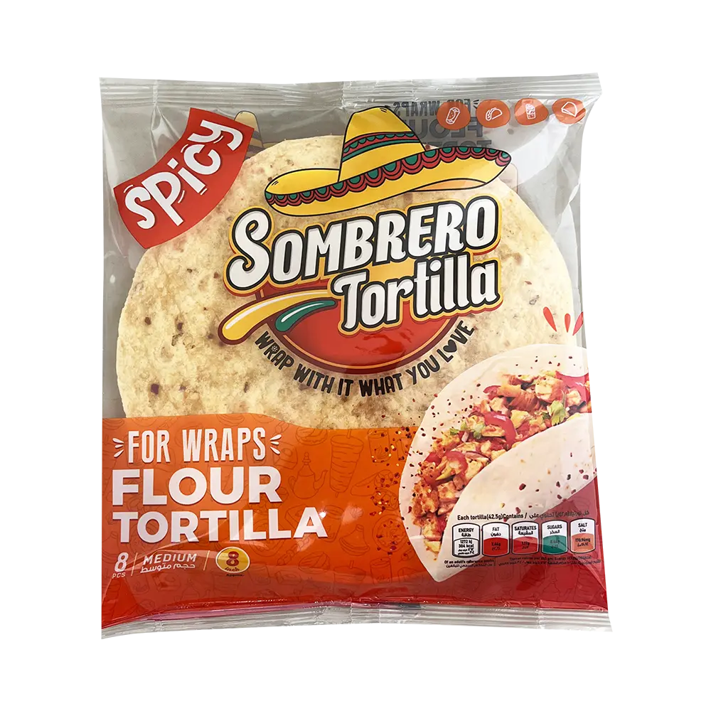 SOMBRERO Spicy Tortillas (Medium) - 8 Wraps